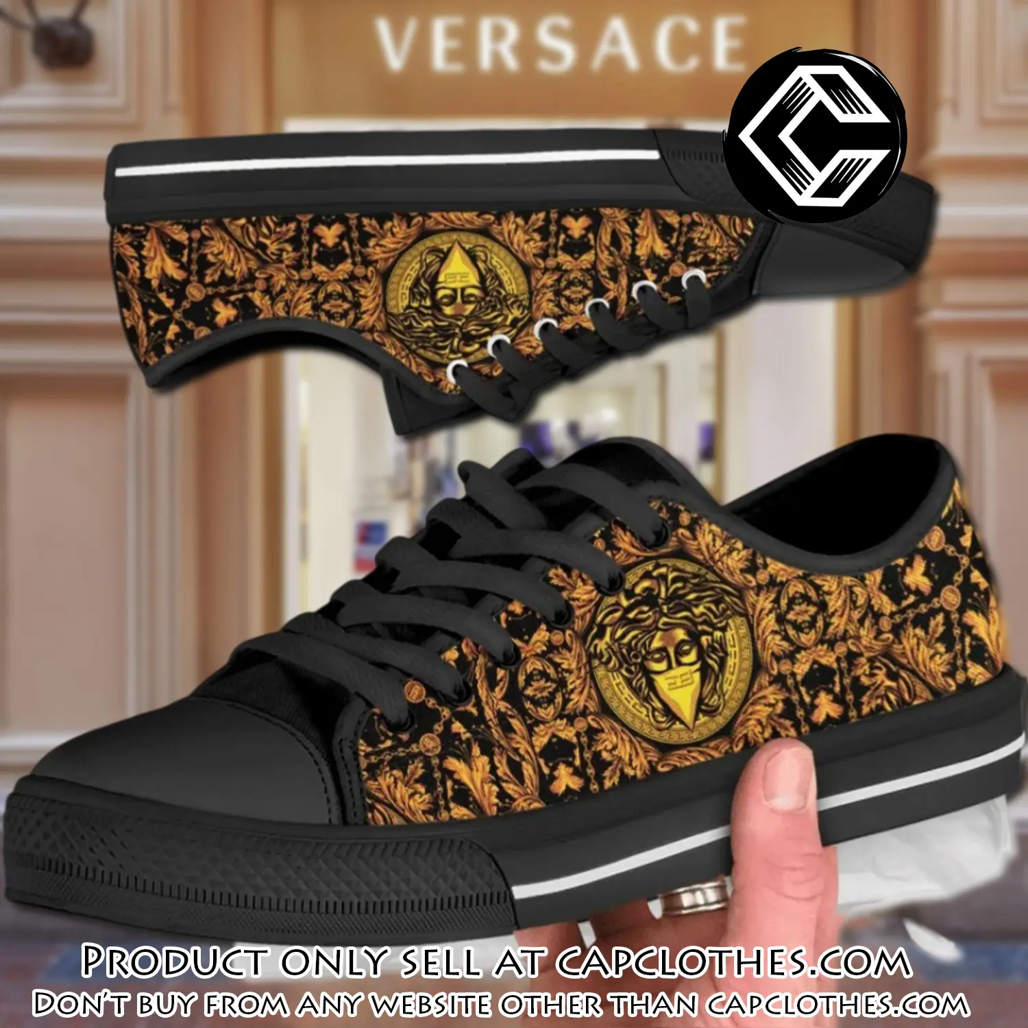 Versace medusa gold low top canvas shoes luxury brand gifts for men women cc5228218